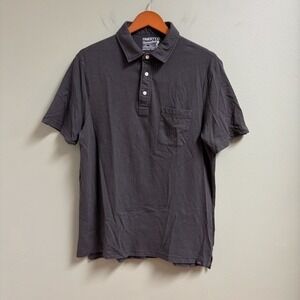 FAHERTY Mens Sunwashed Collared Organic Cotton Shirt Size L Gray Preppy Casual